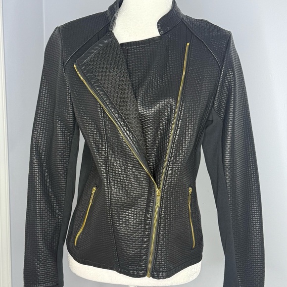 Calvin Klein Black Textured Leather Jacket - Picture 7 of 8